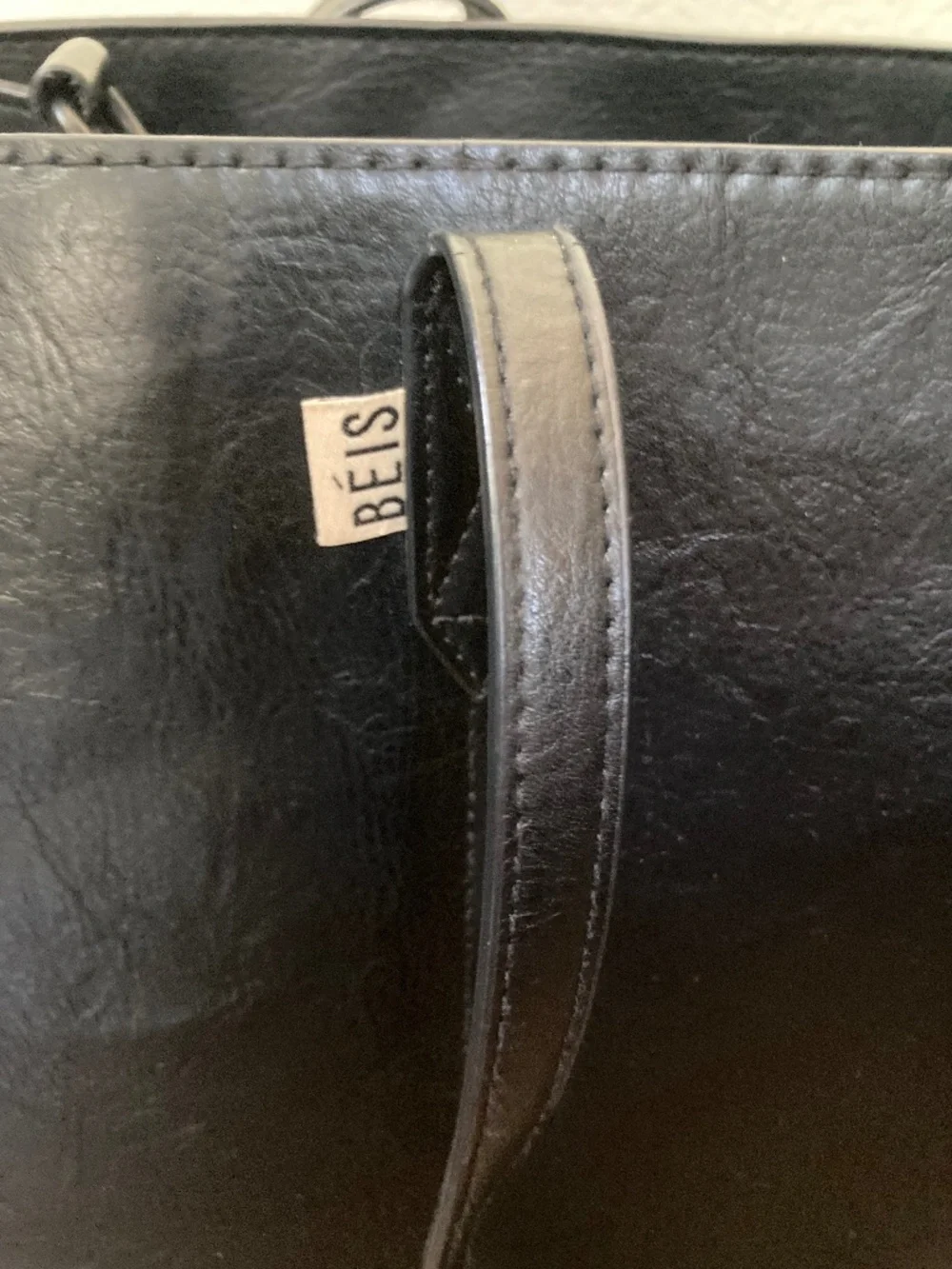 Beis Work Tote Bag The Commuter Smooth Vegan Leather Laptop Sleeve Water Bottle